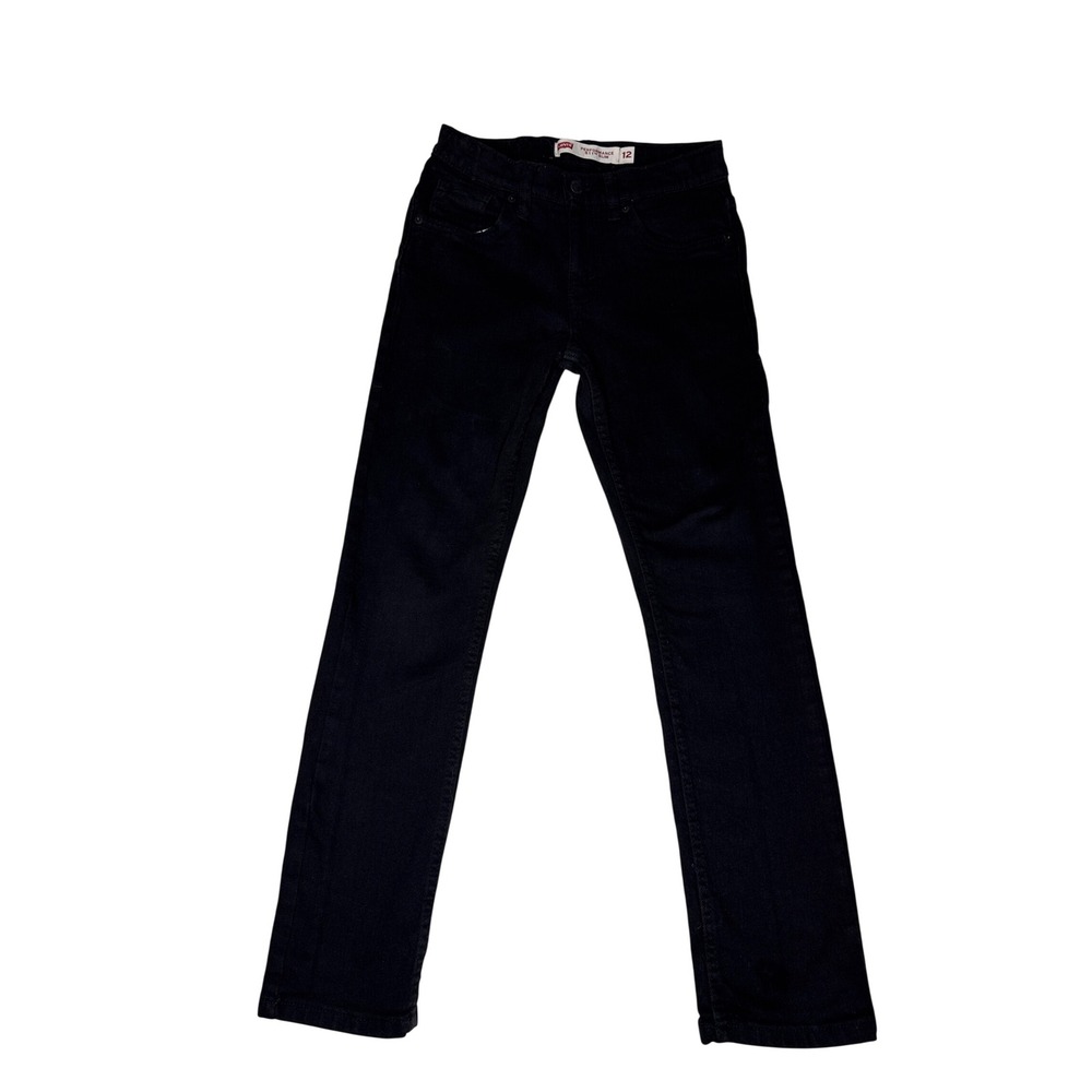 Levi's 511 Slim Jeans Boys 12 Black Cotton Blend Stretch Adjustable Waist Denim